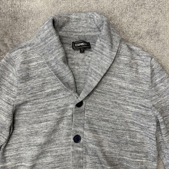 Express Sweater Mens Small Shawl Collar Cardigan Button Up Lightweight Grandpa - Picture 2 of 7